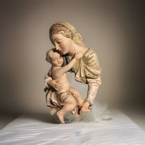 Lefton Madonna and Child Porcelain Figurine Hand Painted 6.5"  KW101 Vintage